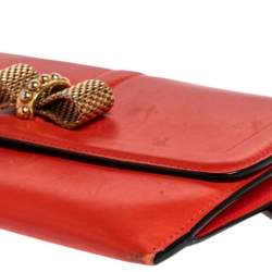 Christian Louboutin Coral Red Leather Sweet Charity Wallet