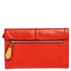 Christian Louboutin Coral Red Leather Sweet Charity Wallet