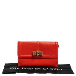 Christian Louboutin Coral Red Leather Sweet Charity Wallet