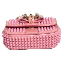 Christian Louboutin Pink Patent Leather Mini Spiked Sweet Charity Crossbody Bag