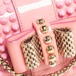 Christian Louboutin Pink Patent Leather Mini Spiked Sweet Charity Crossbody Bag