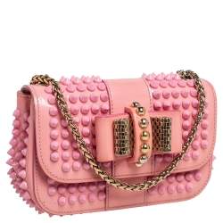 Christian Louboutin Pink Patent Leather Mini Spiked Sweet Charity Crossbody Bag