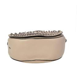 Christian Louboutin Beige Leather Studded Flap Top Handle Bag