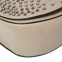 Christian Louboutin Beige Leather Studded Flap Top Handle Bag