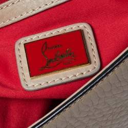 Christian Louboutin Beige Leather Studded Flap Top Handle Bag