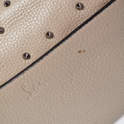 Christian Louboutin Beige Leather Studded Flap Top Handle Bag