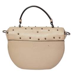 Christian Louboutin Beige Leather Studded Flap Top Handle Bag