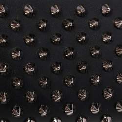 Pre Owned Christian Louboutin Black Spike Leather Panettone Coin Purse