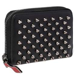 Pre Owned Christian Louboutin Black Spike Leather Panettone Coin Purse