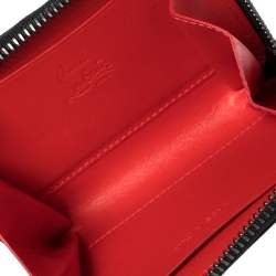 Pre Owned Christian Louboutin Black Spike Leather Panettone Coin Purse