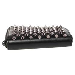 Pre Owned Christian Louboutin Black Spike Leather Panettone Coin Purse