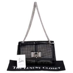 Christian Louboutin Black Suede and Patent Leather Sweet Charity Shoulder Bag