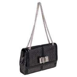 Christian Louboutin Black Suede and Patent Leather Sweet Charity Shoulder Bag