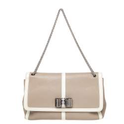 Christian Louboutin Beige /White Patent And Leather Sweet Charity Shoulder Bag