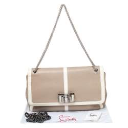 Christian Louboutin Beige /White Patent And Leather Sweet Charity Shoulder Bag