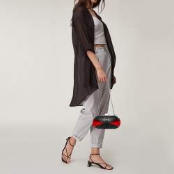 مملوكة مسبقًا حقيبة كلتش كريستيان لوبوتان غراندوتو سبايك جلد سوداء بسلسلة 