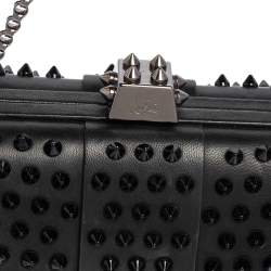 مملوكة مسبقًا حقيبة كلتش كريستيان لوبوتان غراندوتو سبايك جلد سوداء بسلسلة 