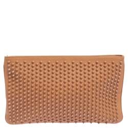 Christian Louboutin Beige Leather Spiked Loubiposh Shoulder Bag