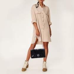 Pre Owned حقيبة كتف كريستيان لوبوتان سويت شاريتي سبايكس جلد أسود لامع