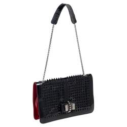 Pre Owned حقيبة كتف كريستيان لوبوتان سويت شاريتي سبايكس جلد أسود لامع