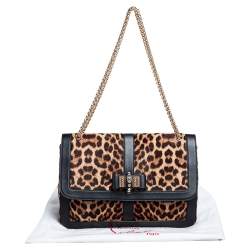Christian Louboutin Black/Brown Leopard Print Calfhair and Leather Sweet Charity Shoulder Bag