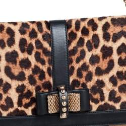 Christian Louboutin Black/Brown Leopard Print Calfhair and Leather Sweet Charity Shoulder Bag
