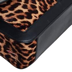 Christian Louboutin Black/Brown Leopard Print Calfhair and Leather Sweet Charity Shoulder Bag