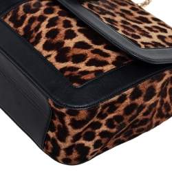 Christian Louboutin Black/Brown Leopard Print Calfhair and Leather Sweet Charity Shoulder Bag