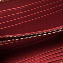 Christian Louboutin Coral Orange Leather Spikes Panettone Zip Around Wallet