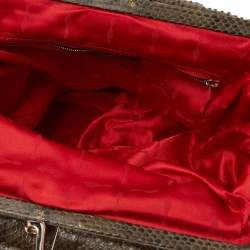 Christian Louboutin Olive Green Python Kiss-Lock Frame Hobo