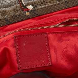Christian Louboutin Olive Green Python Kiss-Lock Frame Hobo