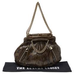 Christian Louboutin Olive Green Python Kiss-Lock Frame Hobo