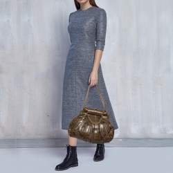 Christian Louboutin Olive Green Python Kiss-Lock Frame Hobo