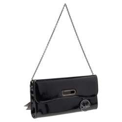 مملوكة مسبقًا Christian Louboutin Black Patent Leather Riviera Clutch