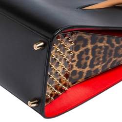 Christian Louboutin Black Leather and Patent Large Paloma Tote