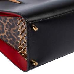 Christian Louboutin Black Leather and Patent Large Paloma Tote