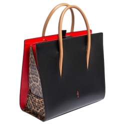 Christian Louboutin Black Leather and Patent Large Paloma Tote