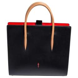 Christian Louboutin Black Leather and Patent Large Paloma Tote