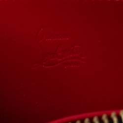 Christian Louboutin Beige/Brown Leopard Print Patent Leather Spikes Panettone Zip Around Wallet