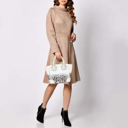 Pre Owned Christian Louboutin White Snakeskin Effect Leather Small Eloise Satchel