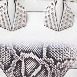 Pre Owned Christian Louboutin White Snakeskin Effect Leather Small Eloise Satchel