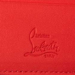 Pre Owned Christian Louboutin Black Leather Spiked Zip Around Wallet