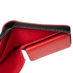 Pre Owned Christian Louboutin Black Leather Spiked Zip Around Wallet