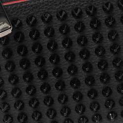 Pre Owned Christian Louboutin Black Leather Spiked Zip Around Wallet