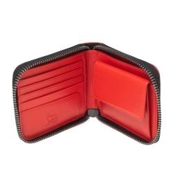 Pre Owned Christian Louboutin Black Leather Spiked Zip Around Wallet