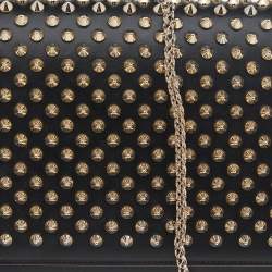 Christian Louboutin Black Leather and Patent Leather Paloma Spiked Chain Clutch