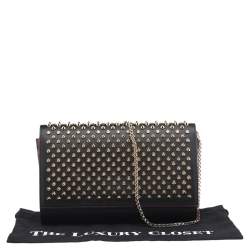 Christian Louboutin Black Leather and Patent Leather Paloma Spiked Chain Clutch