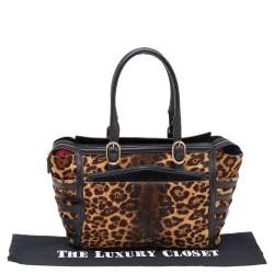 Christian Louboutin Brown/Black Leopard Print Calf Hair and Leather Satchel