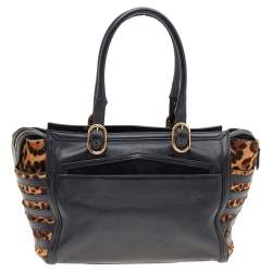 Christian Louboutin Brown/Black Leopard Print Calf Hair and Leather Satchel