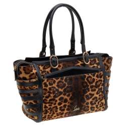 Christian Louboutin Brown/Black Leopard Print Calf Hair and Leather Satchel